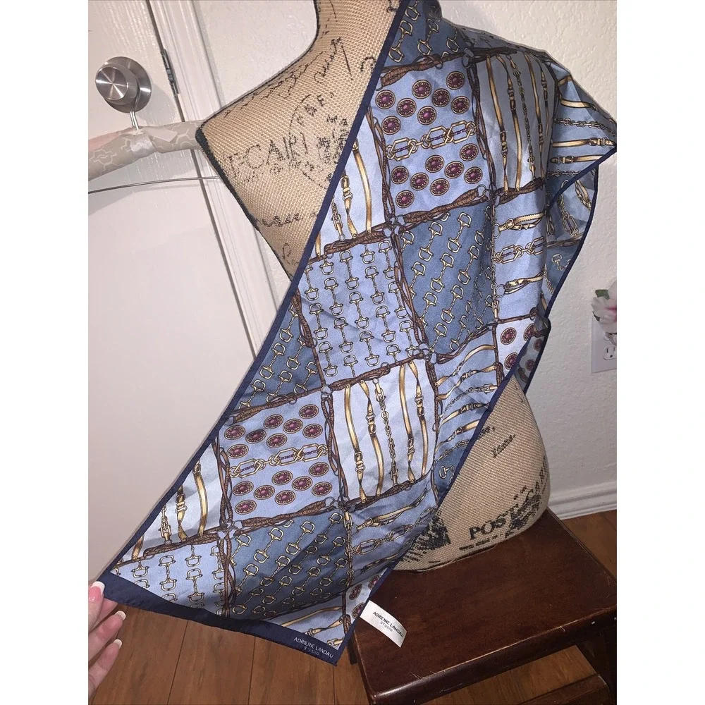 adrienne landau studio 100% silk sexy chain link pattern vintage